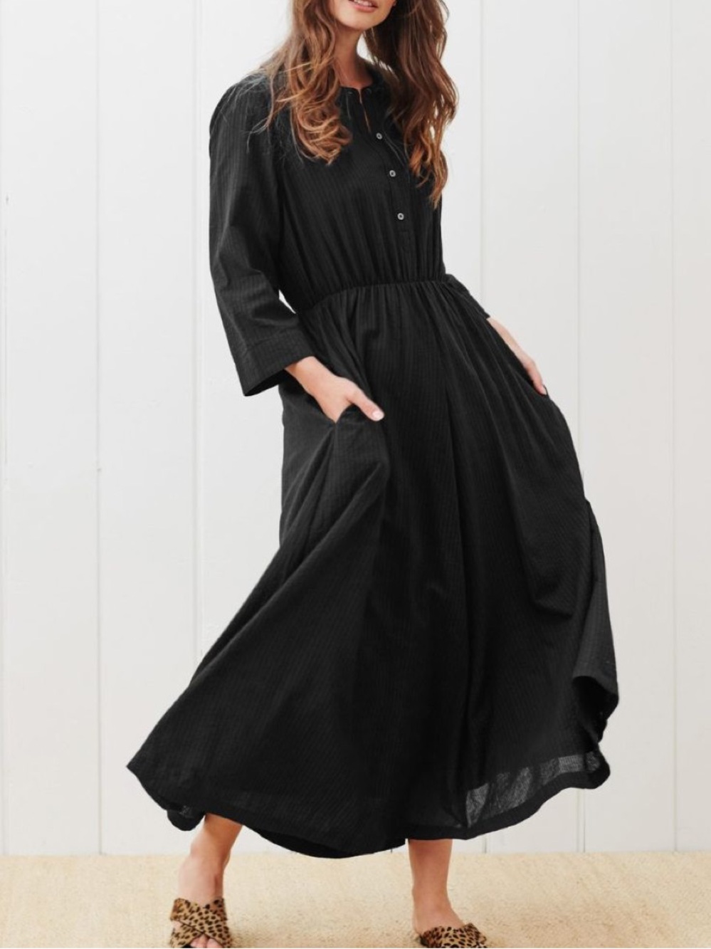 Jenni Kayne Black Seersucker Shirt Dress XS NWT